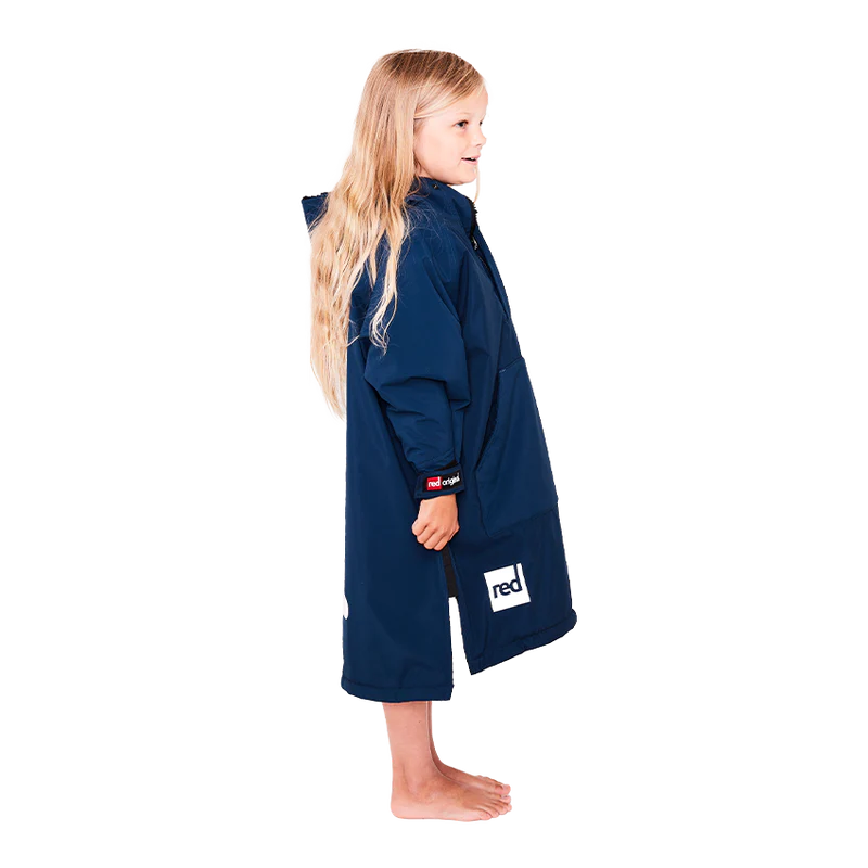 Red Original Change Jacket Kids Half-Zip Long Sleeve - Navy-Changing Robes-troggs.com