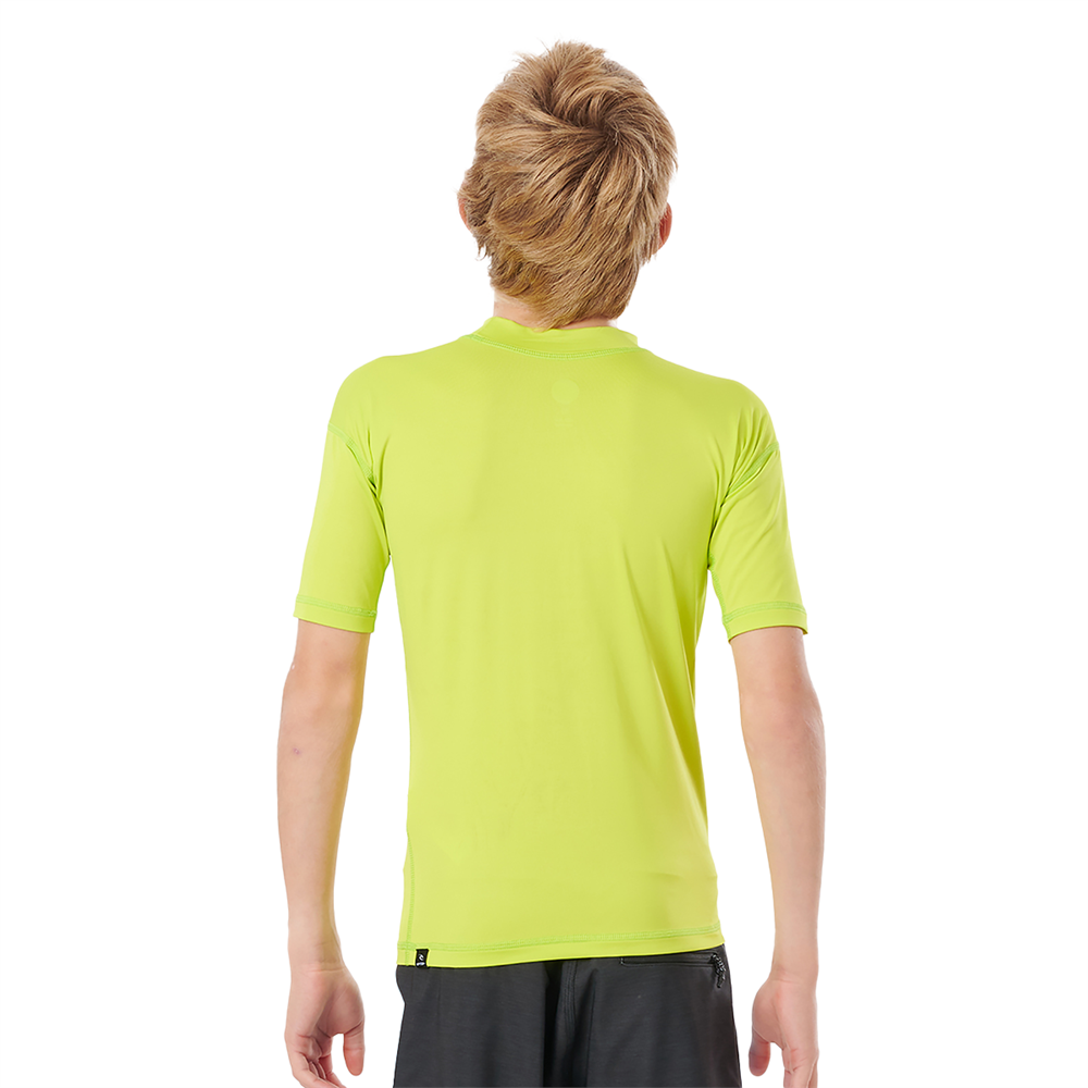 Rip Curl Boys Corp S/S Rash Vest - Lime-Rash Vests & Thermal Vests-troggs.com