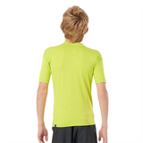 Rip Curl Boys Corp S/S Rash Vest - Lime-Rash Vests & Thermal Vests-troggs.com