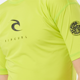 Rip Curl Boys Corp S/S Rash Vest - Lime-Rash Vests & Thermal Vests-troggs.com