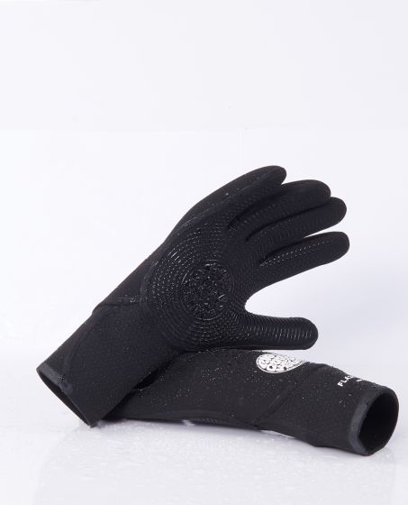 Rip Curl Flashbomb 3/2 5 Finger Gloves - Black-Wetsuit Gloves-troggs.com