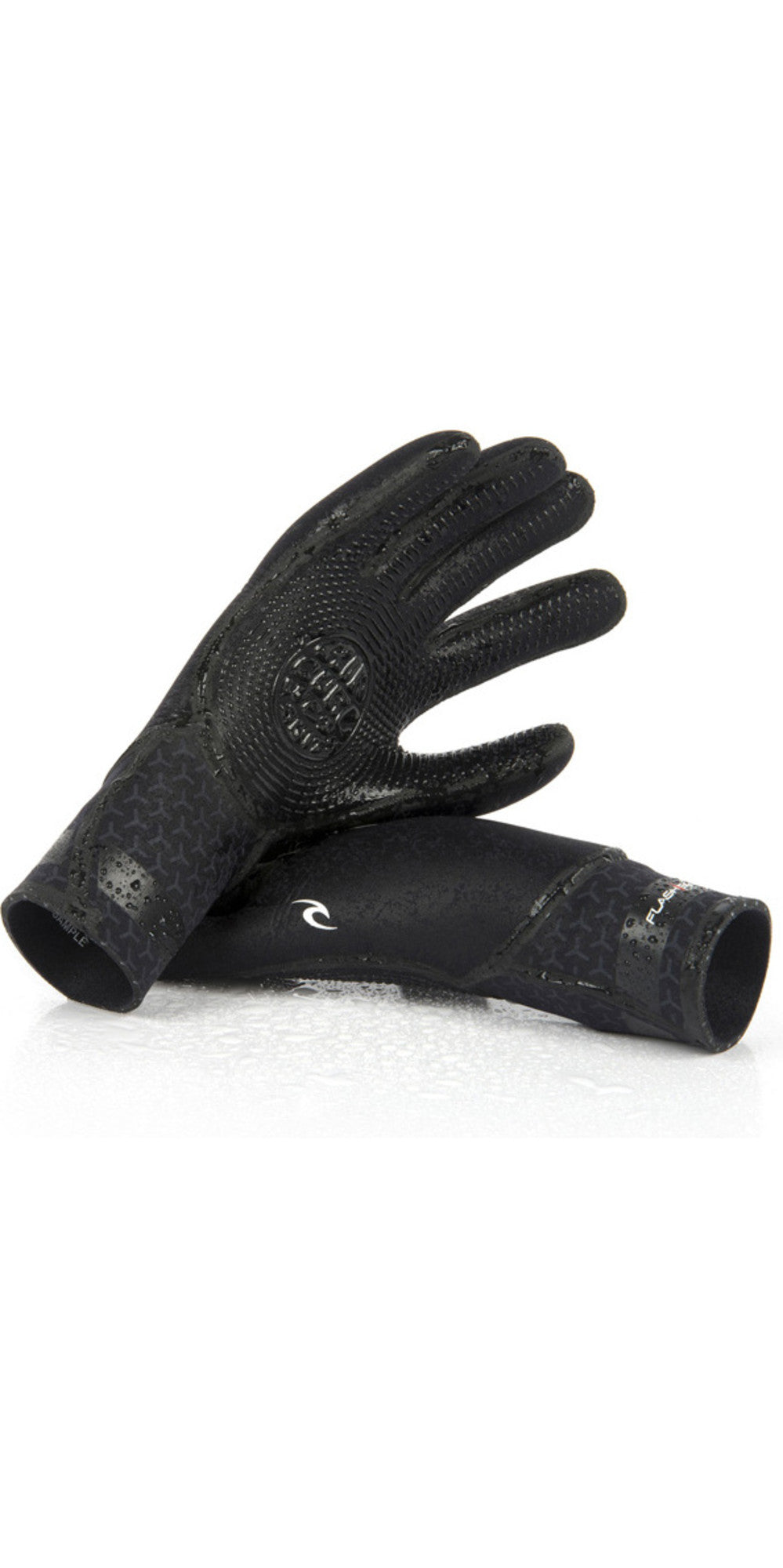Rip Curl Flashbomb 5/3 5 Finger Gloves - Black-Wetsuit Gloves-troggs.com