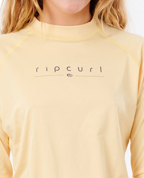 Rip Curl Girls Golden Rays Long Sleeve Rash Vest - Light Yellow-Rash Vests & Thermal Vests-troggs.com