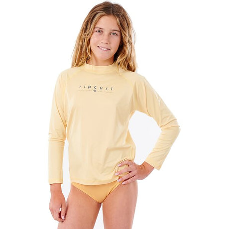 Rip Curl Girls Golden Rays Long Sleeve Rash Vest - Light Yellow-Rash Vests & Thermal Vests-troggs.com