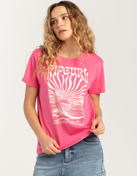 Rip Curl Heatwave Standard T-Shirt - Hot Pink-Womens clothing-troggs.com