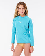 Rip Curl Jnr Girls Golden Rays L/S Rash Vest - Light Blue-Rash Vests & Thermal Vests-troggs.com