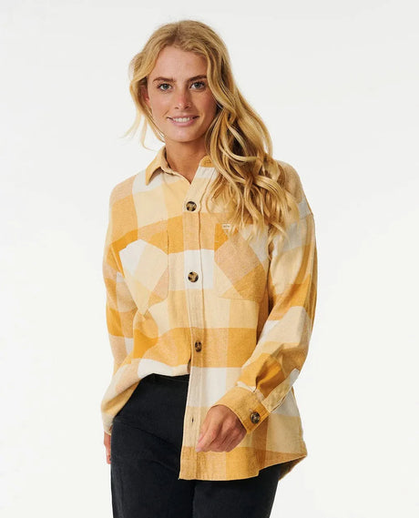 Rip Curl La Isla Flannel L/S Shirt - Gold-Womens clothing-troggs.com