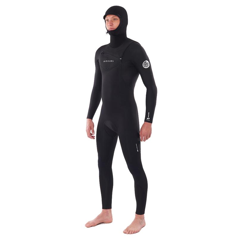 Rip Curl Mens Dawn Patrol 5/4 Hooded Wetsuit - Black-Mens Wetsuits-troggs.com