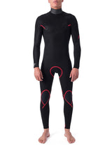 Rip Curl Mens Dawn Patrol Performance 5/3 Chest Zip Wetsuit - Black-Mens Wetsuits-troggs.com