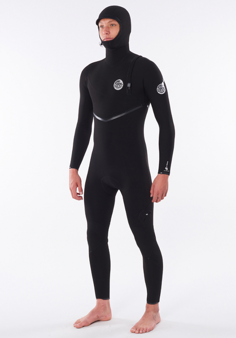 Rip Curl Mens E Bomb 5/3 Zip Free Hooded Wetsuit - Black-Mens Wetsuits-troggs.com