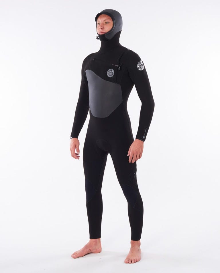 Rip Curl Mens Flashbomb E6 5/4 Hooded Wetsuit - Black-Mens Wetsuits-troggs.com