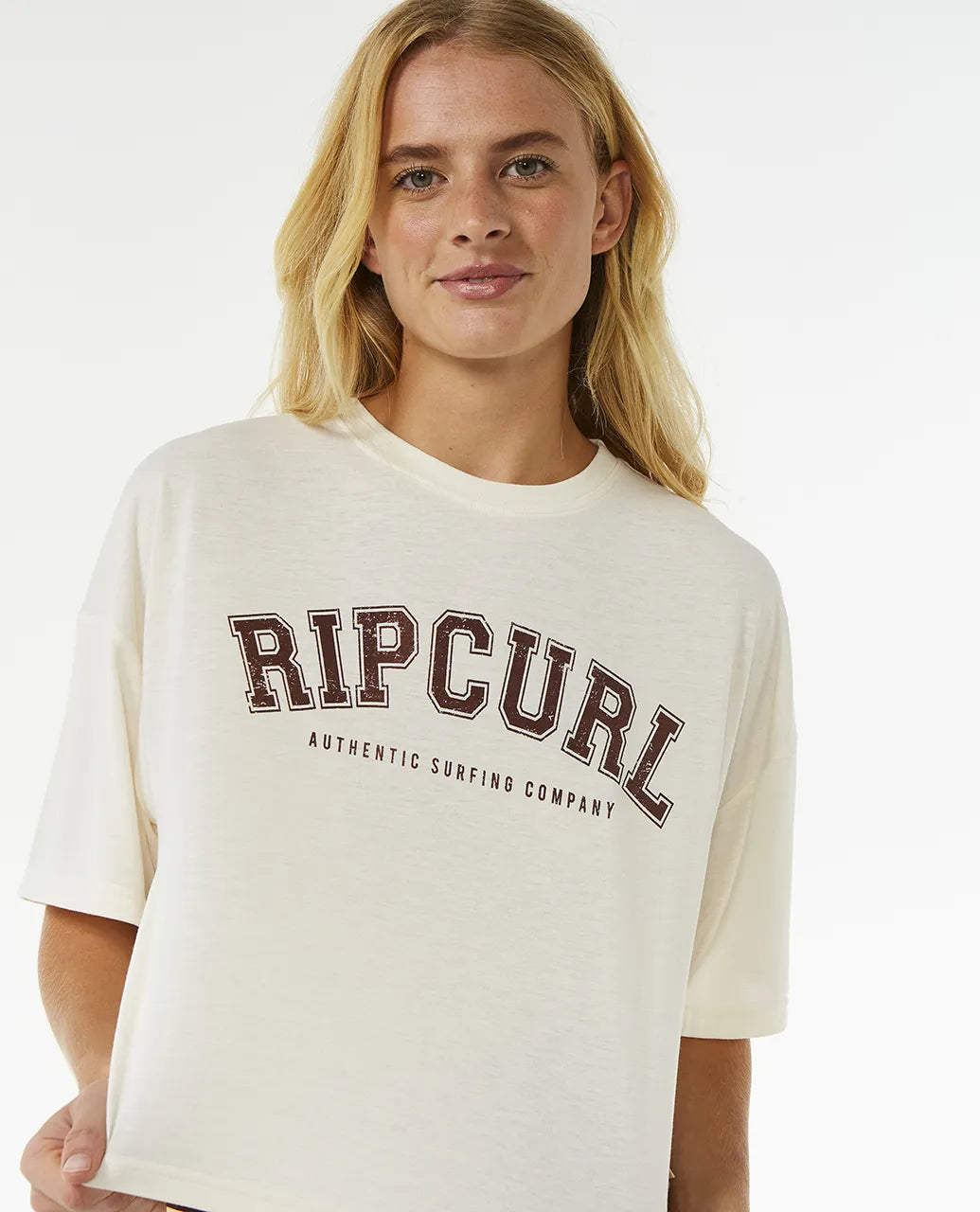 Rip Curl Run Swim Surf Crop T-Shirt - Bone-Womens clothing-troggs.com