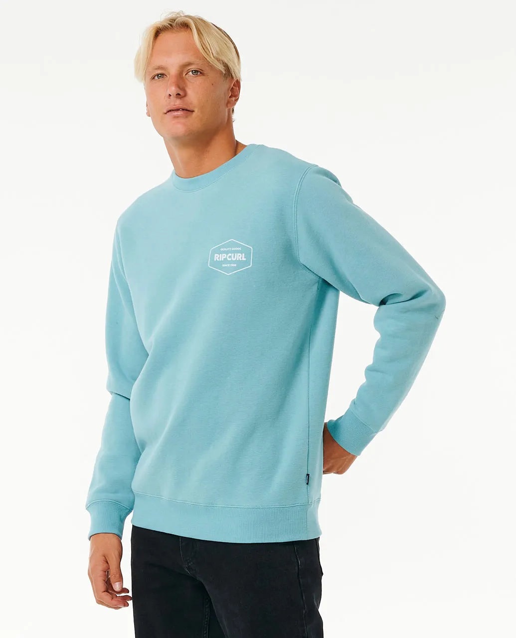 Rip Curl Stapler Sweatshirt - Dusty Blue-Mens Clothing-troggs.com