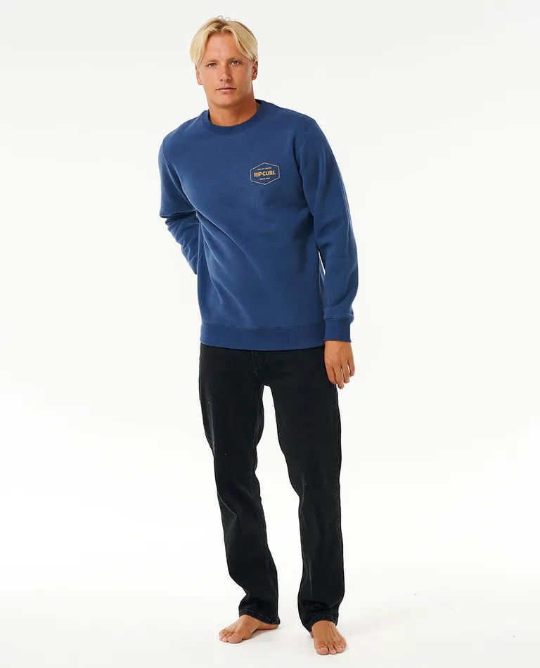 Rip Curl Stapler Sweatshirt - Washed Navy-Mens Clothing-troggs.com