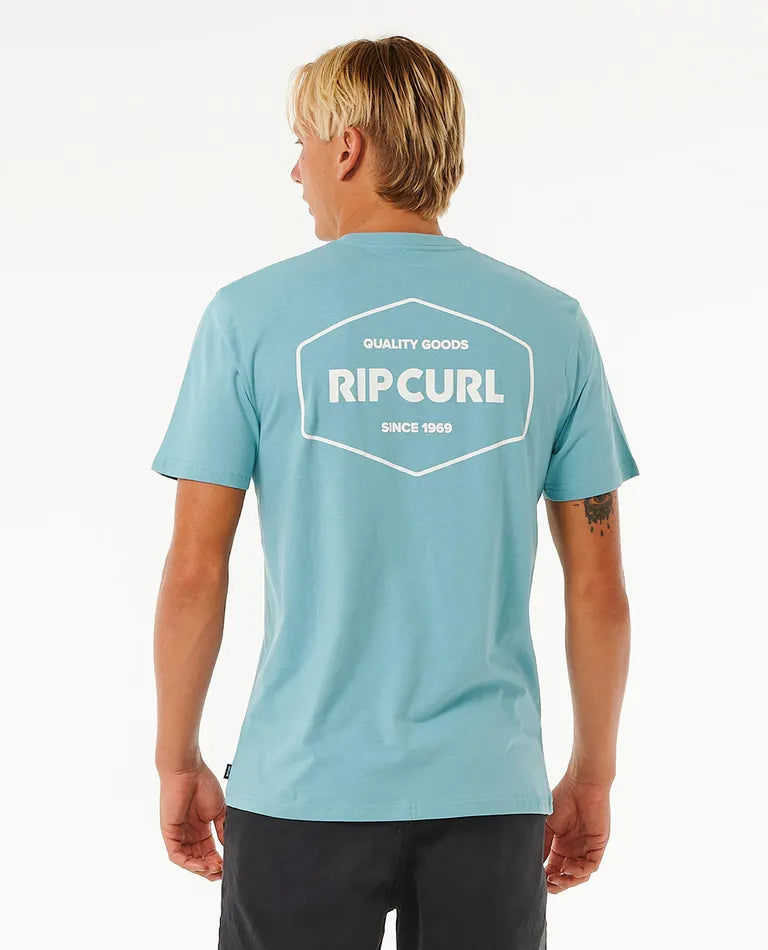 Rip Curl Stapler T-Shirt - Dusty Blue-Mens Clothing-troggs.com