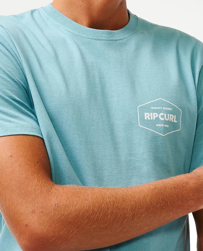 Rip Curl Stapler T-Shirt - Dusty Blue-Mens Clothing-troggs.com