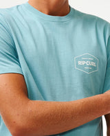 Rip Curl Stapler T-Shirt - Dusty Blue-Mens Clothing-troggs.com