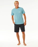 Rip Curl Stapler T-Shirt - Dusty Blue-Mens Clothing-troggs.com