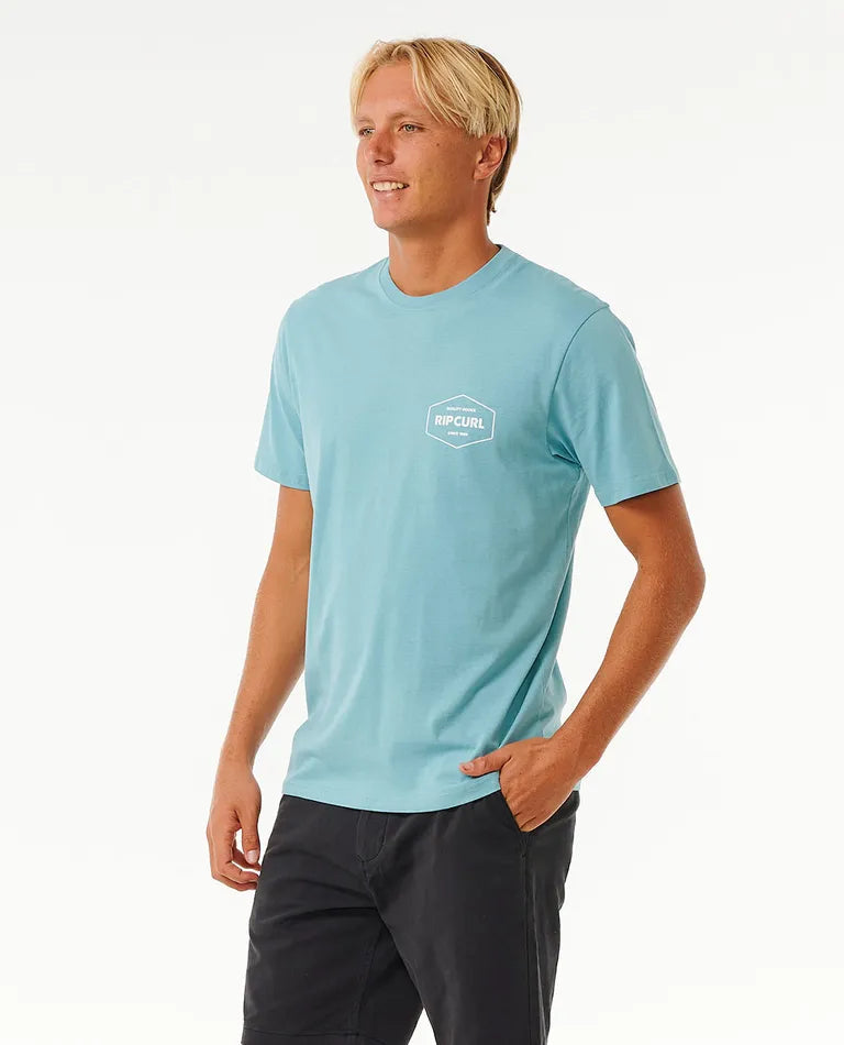 Rip Curl Stapler T-Shirt - Dusty Blue-Mens Clothing-troggs.com