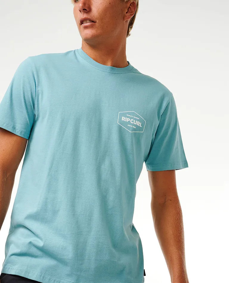 Rip Curl Stapler T-Shirt - Dusty Blue-Mens Clothing-troggs.com