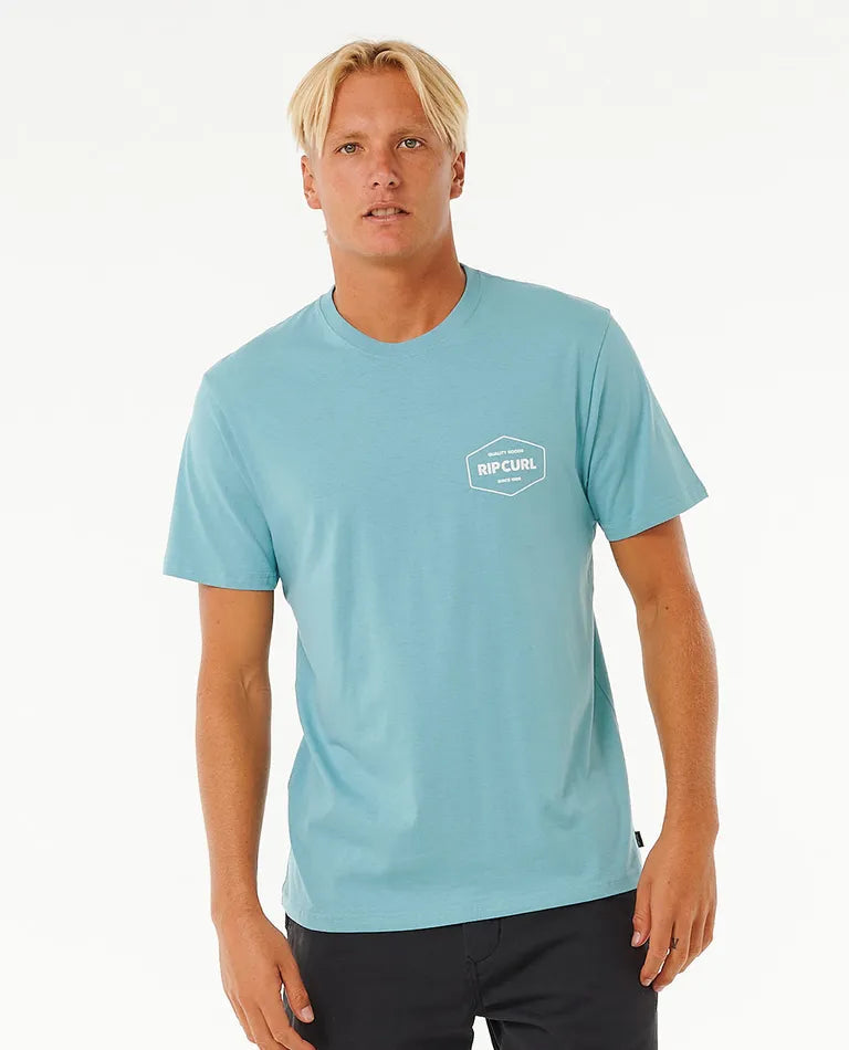 Rip Curl Stapler T-Shirt - Dusty Blue-Mens Clothing-troggs.com