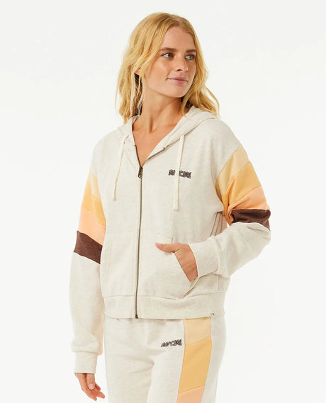 Rip Curl Surf Revival Zip Thru Hoodie - Oatmeal Marle-Womens clothing-troggs.com