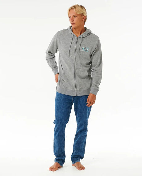 Rip Curl Tradition Zip Through Hoodie - Grey Marle-Mens Clothing-troggs.com