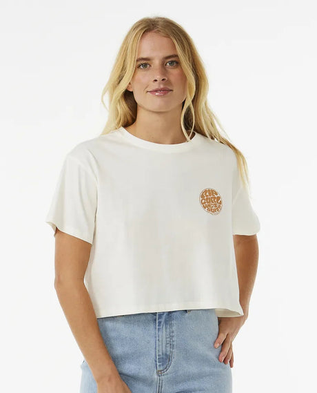 Rip Curl Wettie Icon Crop T-Shirt - Bone-Womens clothing-troggs.com