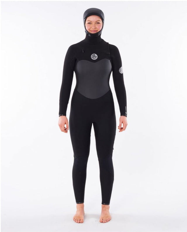 Rip Curl Womens Flashbomb 6/4 Hooded Wetsuit - Black-Womens Wetsuits-troggs.com