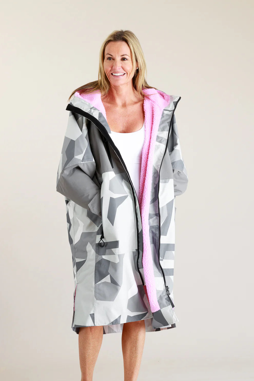 White Water Hard Shell Changing Robe - Arctic Camo/Pink