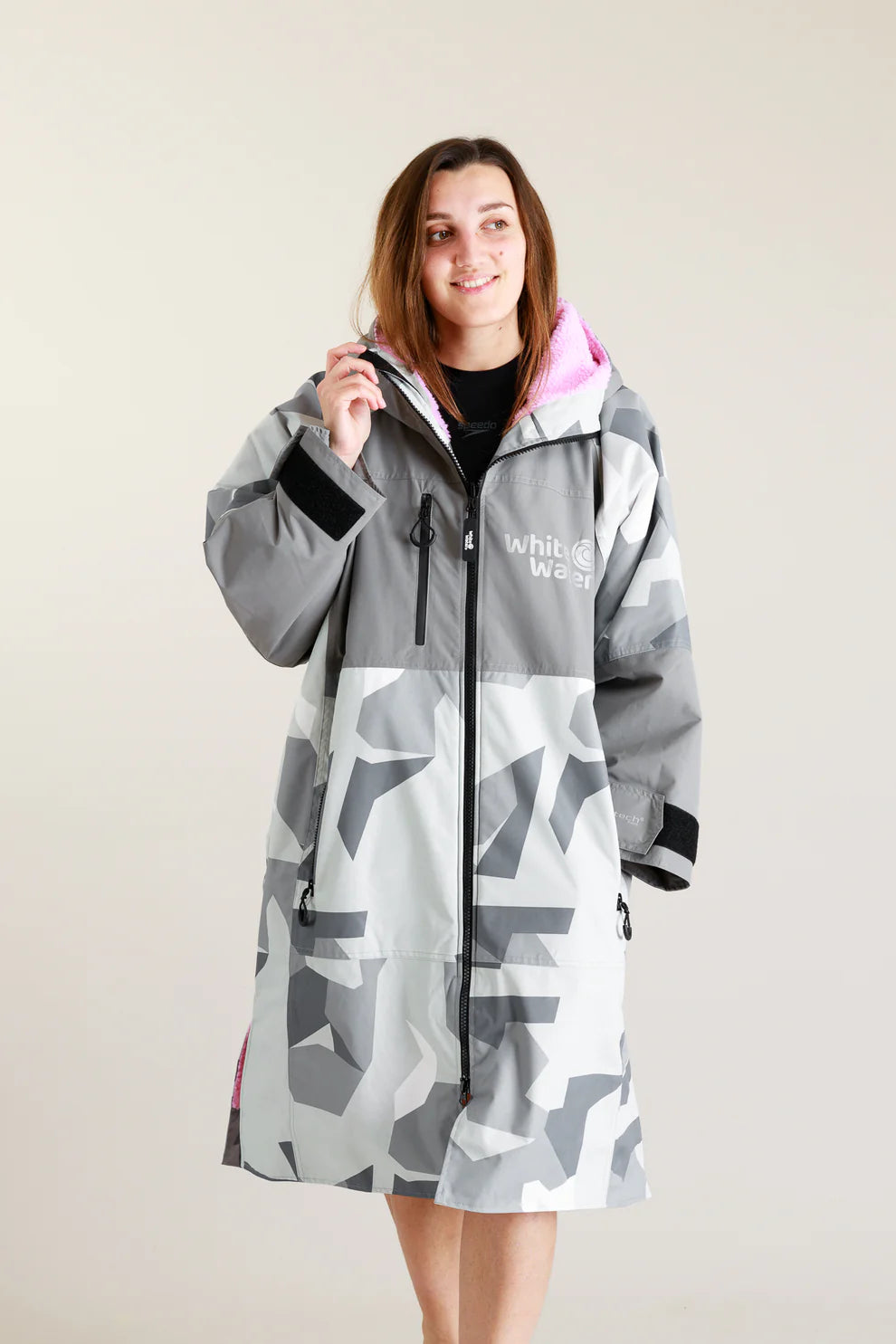 White Water Hard Shell Changing Robe - Arctic Camo/Pink