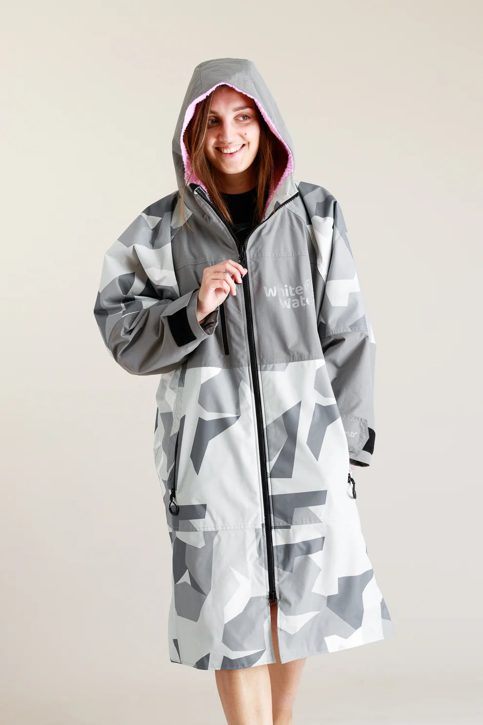 White Water Hard Shell Changing Robe - Arctic Camo/Pink