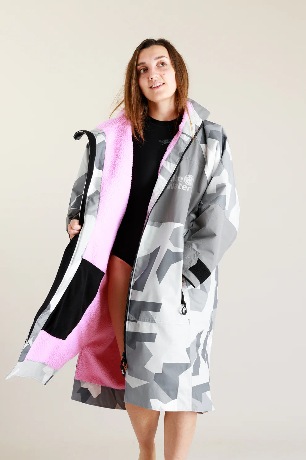 White Water Hard Shell Changing Robe - Arctic Camo/Pink