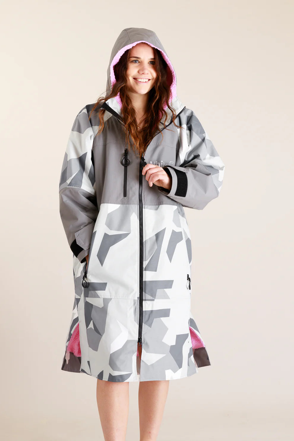 White Water Hard Shell Changing Robe - Arctic Camo/Pink