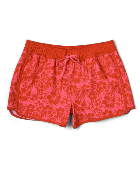 Saltrock Hibiscus Boardshorts - Red/Pink-Womens clothing-troggs.com