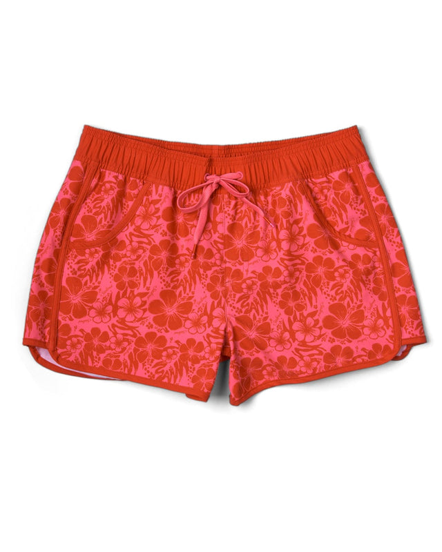 Saltrock Hibiscus Boardshorts - Red/Pink-Womens clothing-troggs.com