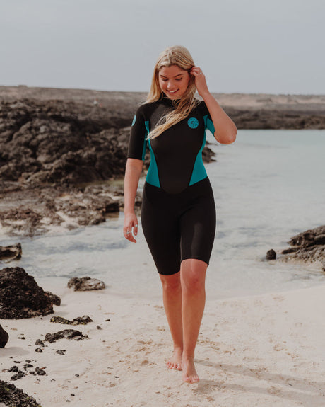 Saltrock Womens Core 3/2 Shortie - Turquoise-Womens Wetsuits-troggs.com