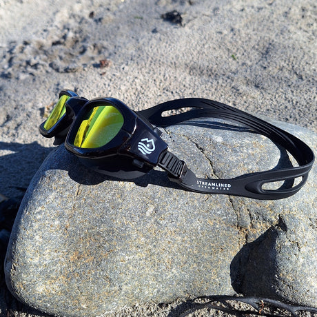 Streamlined Adult Polarized Swim Goggles - Black-Swim & Snorkel Accessories-troggs.com
