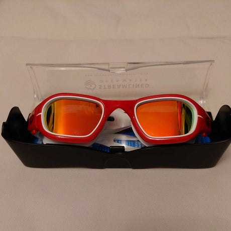 Streamlined Adult Polarized Swim Goggles - Red-Swim & Snorkel Accessories-troggs.com