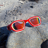 Streamlined Adult Polarized Swim Goggles - Red-Swim & Snorkel Accessories-troggs.com