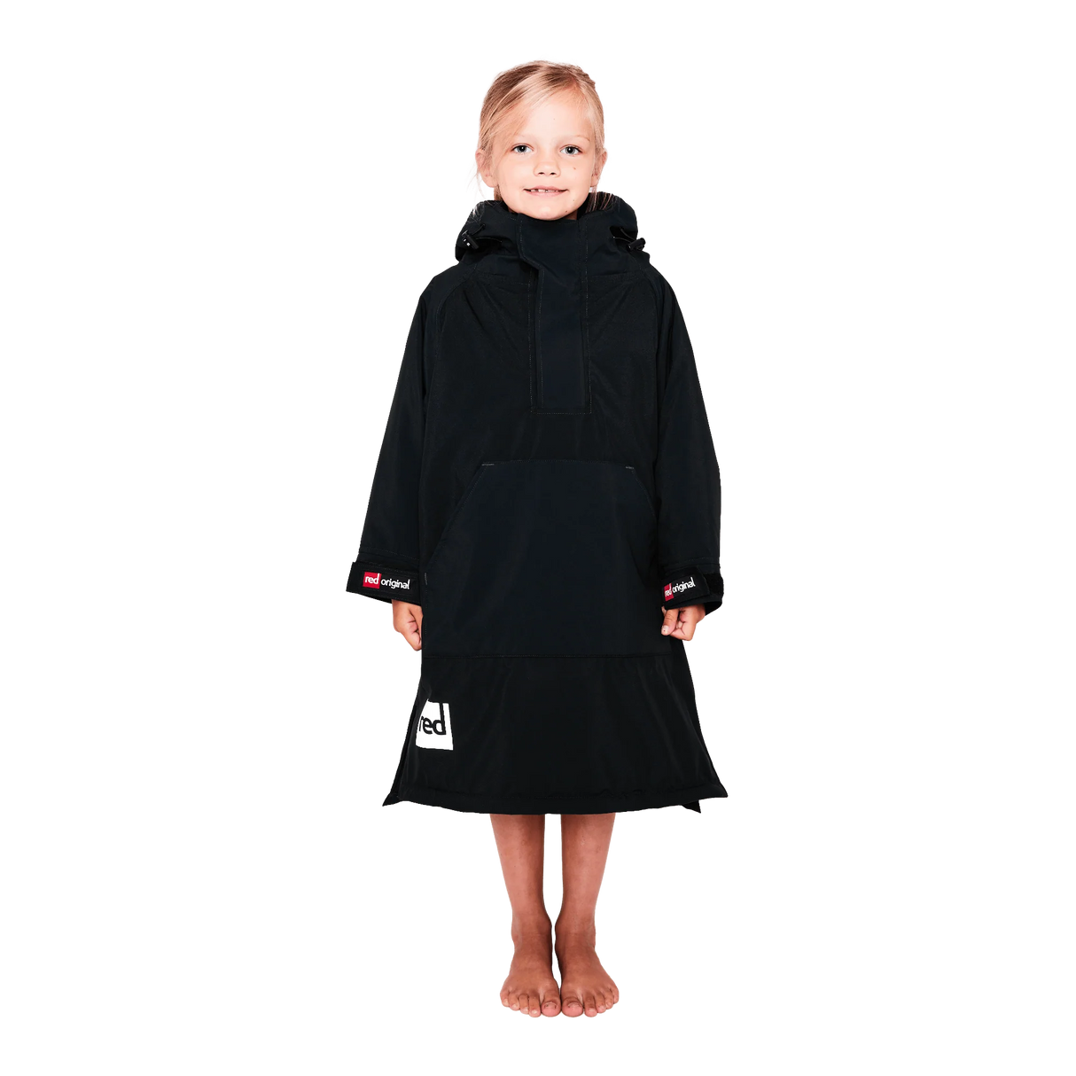 Red Original Change Kids Poncho Half-Zip Long Sleeve - Black