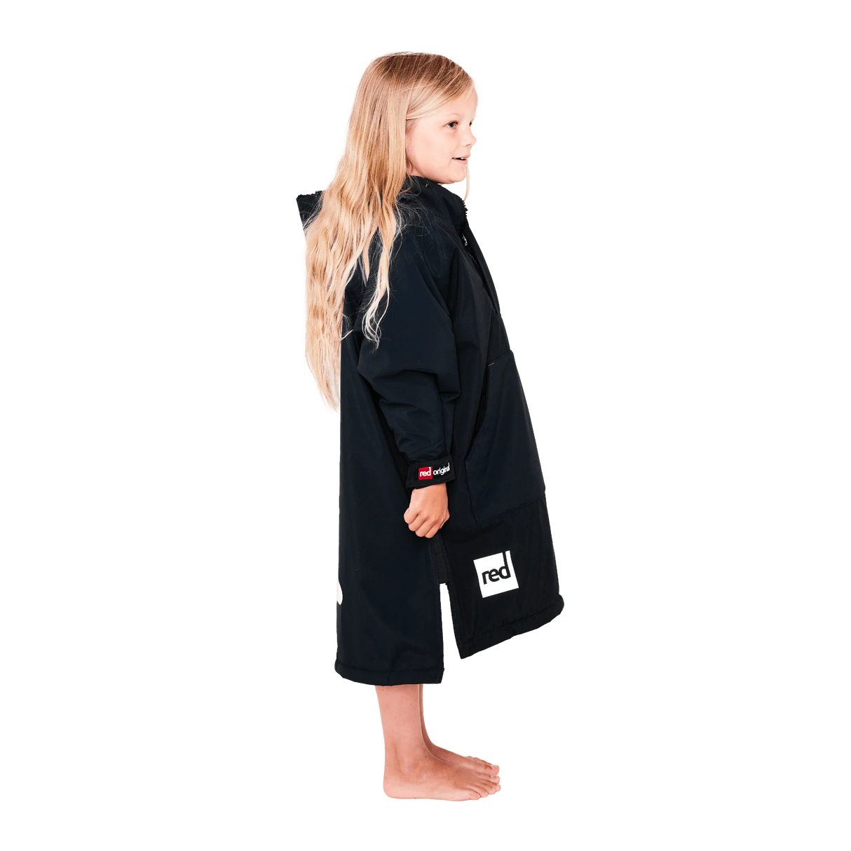 Red Original Change Kids Poncho Half-Zip Long Sleeve - Black