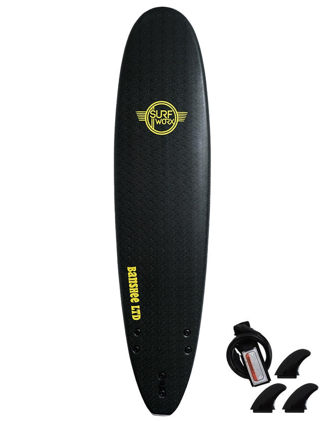 Surfworx Banshee LTD Mini Mal 7ft Softboard FCS - Black-Softboards-troggs.com