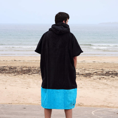 Troggs Premium Towelling Changing Robe - Black/Turquoise-Towelling Ponchos-troggs.com