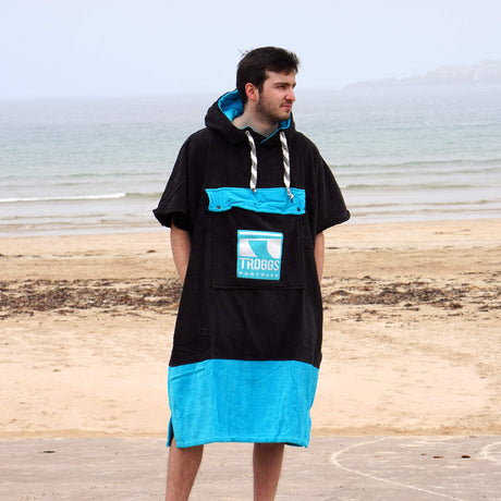 Troggs Premium Towelling Changing Robe - Black/Turquoise-Towelling Ponchos-troggs.com