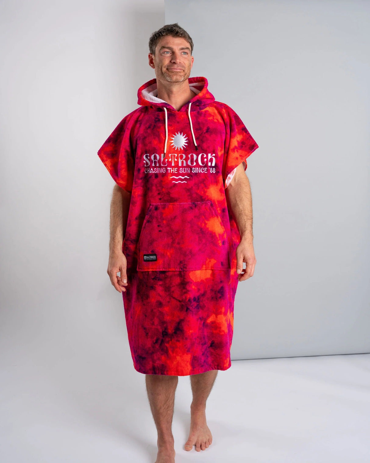 Saltrock Peace Tie Dye Towelling Poncho - Pink