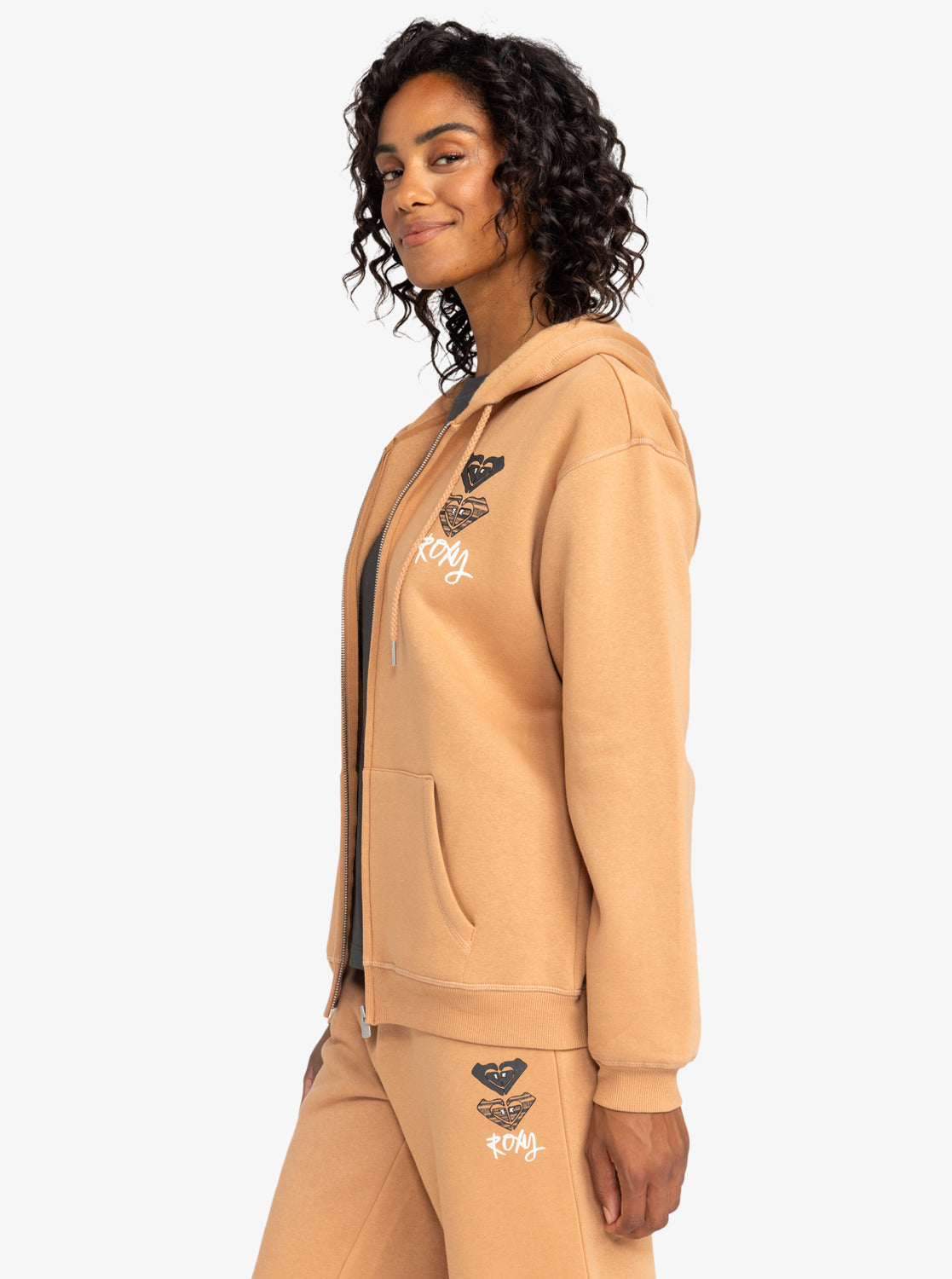 Roxy Surf Stoked Zipped Hoodie - Camel